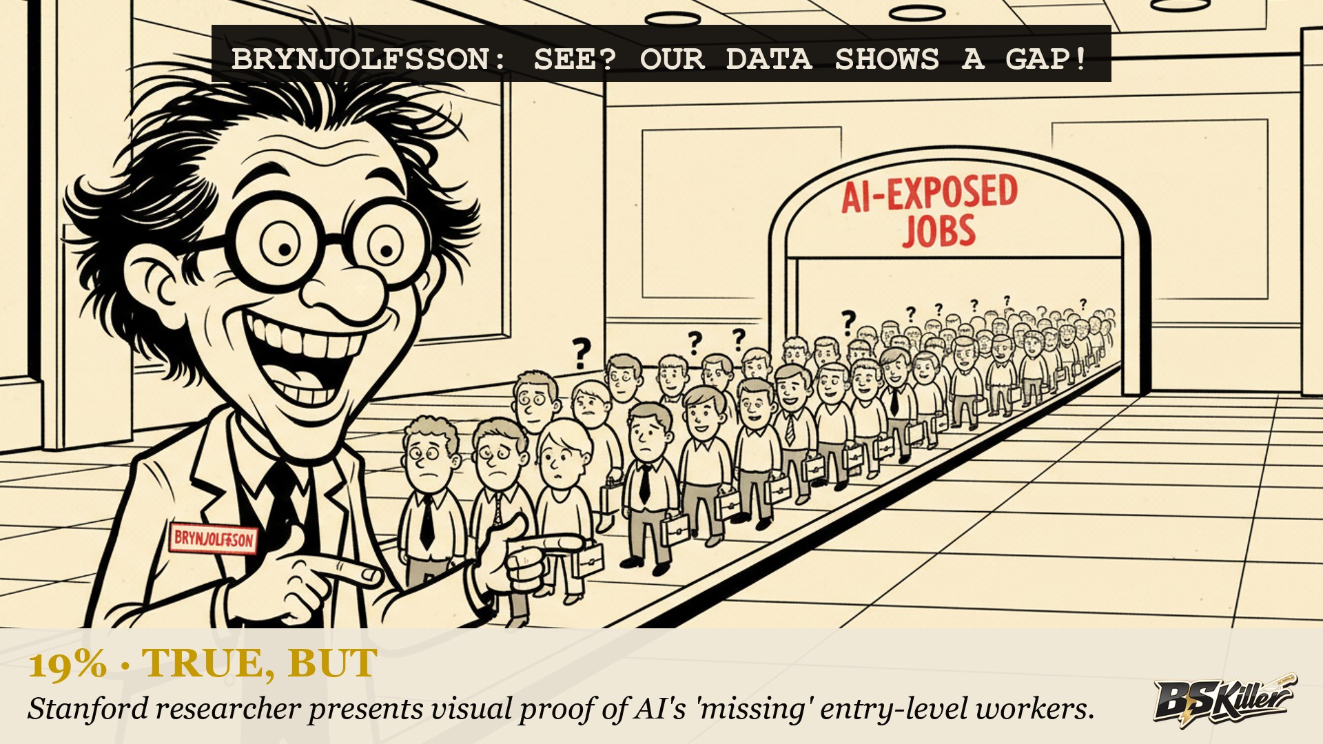 The paper everyone cites to prove AI is destroying entry-level jobs opens by saying it found no such thing.