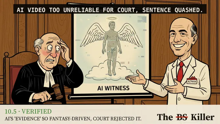 AI illustration for: The BBC says an AI video of a dead victim got his killer's sentence quashed. The ruling says exactly that, with one catch: the conviction stands.