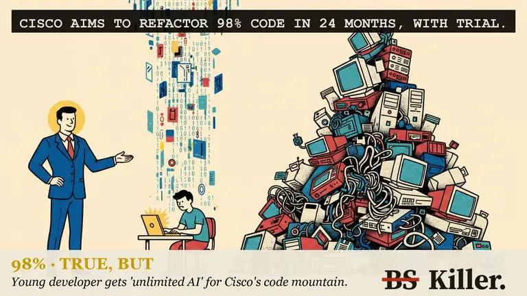 A young engineer with a tiny brush faces a mountain of old boxes while coins pour over him.