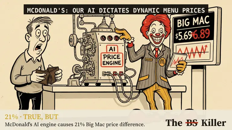 AI illustration for: McDonald's is using AI to 'dynamically' price your burger. The Reuters report behind that line describes a per-store price recommender, and says it could not tie the Fresno Big Mac gap to it.