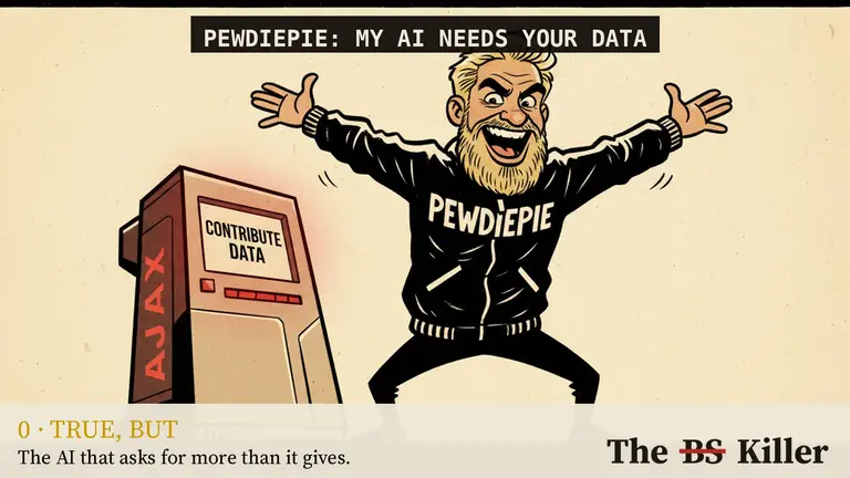 AI illustration for: PewDiePie unveiled Ajax, an "uncensored" model for home PCs. On October 3, the day its countdown ended, the page said it will ship "when it's ready".