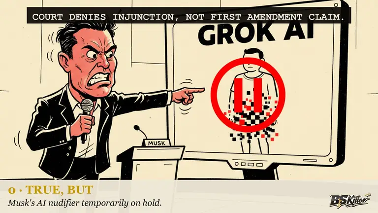 AI illustration for: Headlines say Musk's xAI lost its fight against Minnesota's AI-nudification law. The judge who ruled against xAI wrote, in the same order, that he hasn't decided yet whether the law is even constitutional.